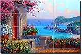 "Majesty of the Mediterranean" by Mikki Senkarik - Artwork On Tile Ceramic Mural 17" x 25.5" Kitchen Shower Backsplash