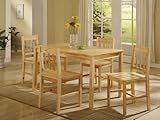 5 PC. Set Natural Solid Pine Wood Dining Room Kitchen Table and 4 Chairs