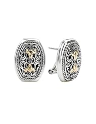 925 Silver Fleur-De-Lis Filigree Earrings with 18k Gold Accents