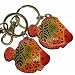 Fish Design, Bag-charms or Key-chain, a Pair Set, Red Base W/beautiful Pattern!