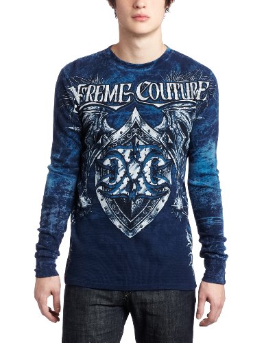 Xtreme Couture Mens Iliad Thermal Tee, Navy, Medium