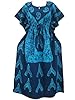 Indian Batik Kaftans Blue Printed Night Long Caftan Bohemian Maxi Dress