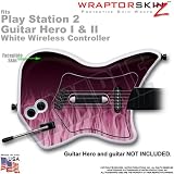 PS2 Guitar Hero I & II White Wireless Controller Skin Fire Pink by WraptorSkinz TM (GUITAR NOT INCLUDED)