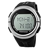 Oittm Sport Watch with Heart Rate Monitor, Fitness Activity Tracker & Running Exercise Timers, Calorie Counter, Pedometer, Countdown, Stopwatch, Dual Alarm and El Backlight with Rubber Gel Strap Digital Running Watch (B-Black)