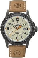 Timex Men's Quartz Watch with Yellow Dial Analogue Display and Brown Leather Strap TWSA08100