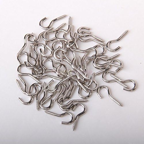 50pcs Silver Screw Hook Eye House Curtain Net Wire Metal Cup Hook