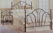 Black Metal Queen Size Bed - Headboard and Footboard with Spiral Finials