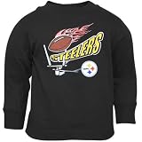 Reebok Pittsburgh Steelers Black Toddler Flaming Football Long Sleeve T-shirt