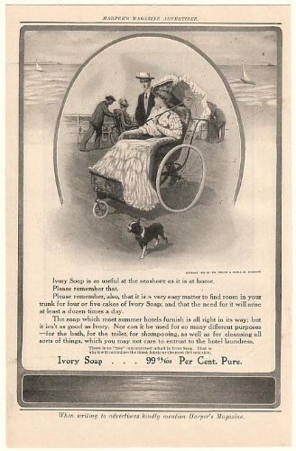 1908 Ivory Soap Lady in Wheelchair at Seashore Print Ad (Memorabilia) (48737)