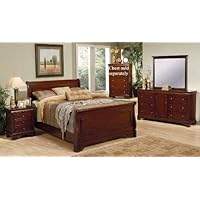 4pc Queen Size Sleigh Bedroom Set Louis Philippe Style in Mahogany Finish