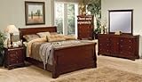 IMAGE OF 4pc California King Size Sleigh Bedroom Set Louis Philippe Style in Mahogany Finish