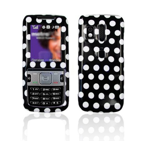 Samsung R450 Cell Phone Design Black/White Polka Dot Protective Case Faceplate Cover