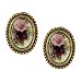 Vintage Collection Gold Tone Rose Motif Oval Clip On Earrings