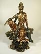 Seated Guanyin Bodhisattva (Water and Moon Kwan-Yin) Real Bronze Powder Cast Statue Sculpture 16.75"