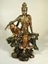 Seated Guanyin Bodhisattva (Water and Moon Kwan-Yin) Real Bronze Powder Cast Statue Sculpture 16.75"