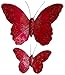 Red Feathered with Glitter Artificial Butterflies in 2 Assorted Sizes - Package of 12