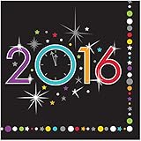 Creative Converting New Year Sparkle Beverage Napkins, Black