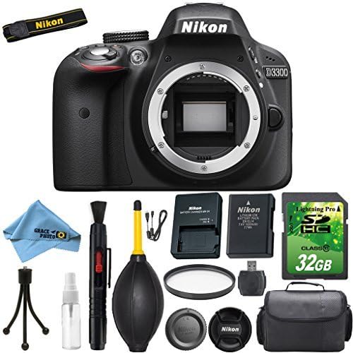 Nikon D3300 (Body Only) DSLR + 32GB Highspeed SD Card + Deluxe Camera Carry Case + DSLR Maintenance Cleaning Kit - International Version