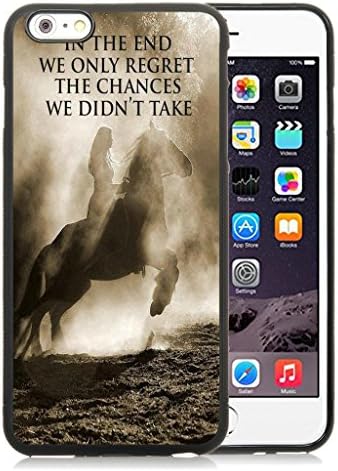 iPhone 6 Plus Case,Case for iPhone 6S Plus Bible Quotes Christian Theme In The End We Only Regret The Chances We Didn'T Take Horse Animal Pattern Theme Printing - Black Rubber Case Cover