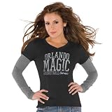 NBA Touch by Alyssa Milano Orlando Magic Ladies Black Double V Tri-Blend Premium T-shirt (Medium)
