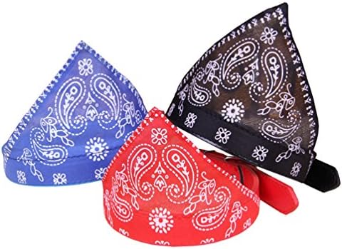 Adjustable Lovely Pet Dog Cat Triangle Bandana Scarf Collar Neckerchief (3 pcs One Pack - Black + Blue + Red) (Large)