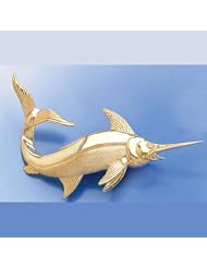 Gold Nautical Slide Charm Pendant Marlin Slide High Polish& Satin 2-D