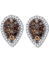 10KT White Gold 0.99CT-Diamond Flower Earring