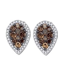 0.99CT COGNAC DIAMOND FLOWER EARRING