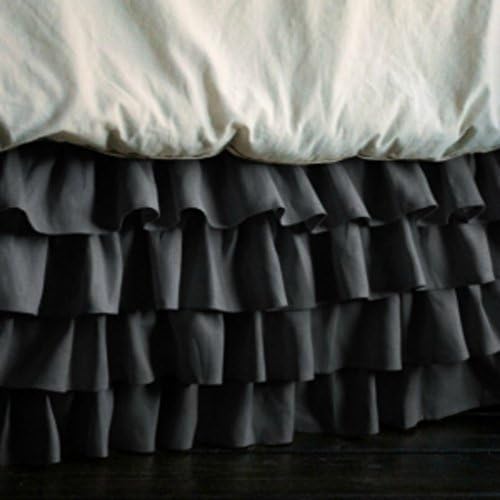 300 Thread Count Multiruffle Bed Skirt In Solid Elephant Grey King by BN3 Linens