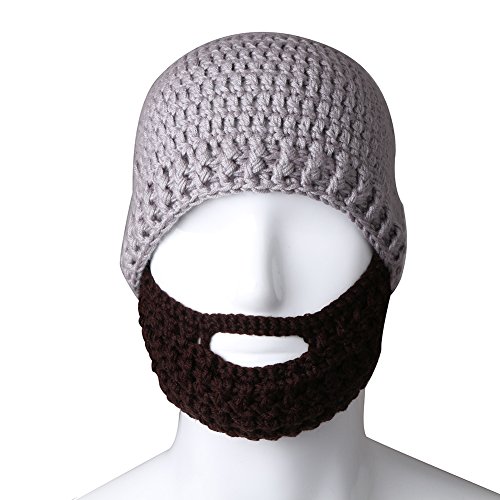 Amurleopard Unisex Knit Beanie Stubble Beard Style2 Grey+Coffee