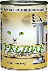 Felidae Canned Cat Food for Adult Cats and Kittens, Formula with Chicken, Turkey, Lamb and Ocean Fish (Pack of 12 13 Ounce Cans)
