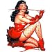 Bettie Page / Betty Page - HUGE JUMBO Fishnet & Whip Devil Pose - 7 1/4