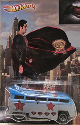 Hot Wheels CUSTOM VW DRAG BUS "SUPERMAN" Batman Vs Superman Real Riders Rubber Wheels 1:64 Scale Code-3 Collectible Die Cast Model Car 1/1 Made !!!