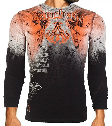 Archaic AFFLICTION Mens T-Shirt NIGHTWATCHER Skulls Tattoo Biker