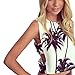 ROPALIA Women Coconut tree Print Top Vest Blouse Sleeveless Crop T-Shirt
