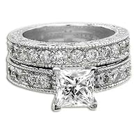 PRINCESS DIAMOND RING SET 2.30 CT D VS1 CERTIFIED 18K