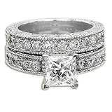 PRINCESS DIAMOND RING SET 2.30 CT D VS1 CERTIFIED 18K