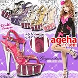 ゴージャスチェーンで魅せ美脚☆バラ入りクリアヒールサンダルTH-09-L-02|GC
