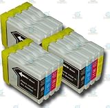 12 Chipped LC1000 Compatible Ink Cartridges for the Brother MFC-660CN Printer from 'The Ink Squid' - 3 x LC1000Bk - Black; 3 x LC1000C - Cyan (Blue); 3 x LC1000M - Magenta (Red); 3 x LC1000Y - Yellow. The Latest Chips, Fully Compatible With Brother DCP and MFC Printers and the Maximum ML Capacity of any Compatible Ink Cartridge.
