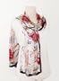 Chiffon/Satin Gold Woven Floral/Chain Print on White with Black Band - Silk Long Scarf 20" x 68" (Clearance)