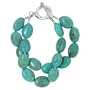 Sterling Silver Turquoise Double Strand Bracelet with Toggle Closure