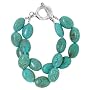 Sterling Silver Genuine Turquoise Double Strand Bracelet w/ Toggle Closure