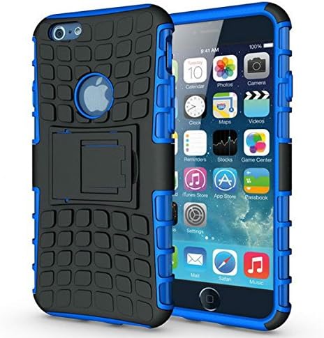 iphone 6 5.5"case - Spring Eye® Armor Hybrid Shockproof Hard Cover Box Bumper Made from Soft Plastic &amp; TPU with Stand - Blue