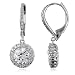 Sterling Silver 925 Cubic Zirconia CZ Flower Dangle Leverback Earrings