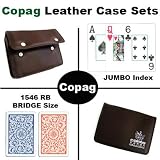 New High Quality Copag Branded Leather Case 1546 Red Blue Bridge Jumbo 2 Decks Of Plastic Cards