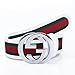 Uneedk Men's 38-mm GG Buckle Italy Leather Belt Green/Red/Green (95cm/37.3inch (28-30), White Silver) ¡­