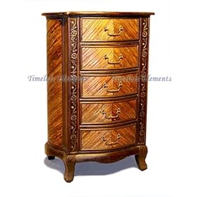 Wood Bark Tall Storage Table Drawers Dresser Chest Accent