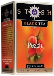 Stash Premium Peach Black Tea, Tea Bags Net Wt 1.3 Oz  20-Count Boxes (Pack of 6)