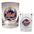 New York Mets Rocks Glass & Square Shot Glass Set - Primary Logo MLB Baseball