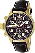 Gold Tone Stainless Steel Lefty Force Chronograph Leather Strap